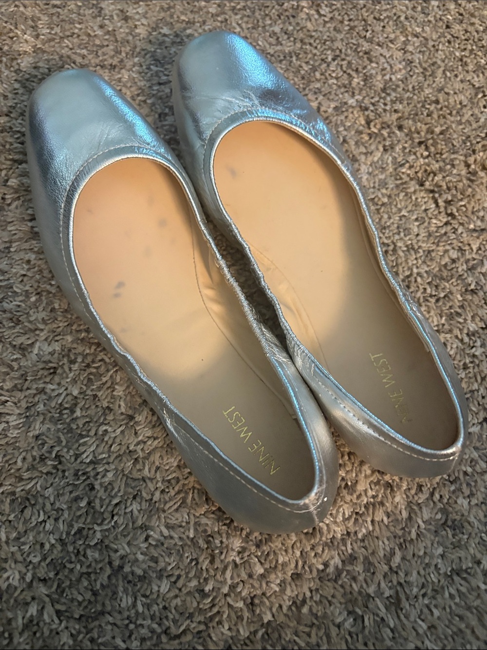 Nine West Metallic Silver Ballet Flats